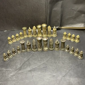 Tigani Gothic Brass Chess Set 31 Pieces - Missing 1 (Castle) Piece - Picture 1 of 24