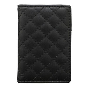Men's Genuine Leather Wallet Quilted Bi-Fold with Real Carbon Fiber Money Clip