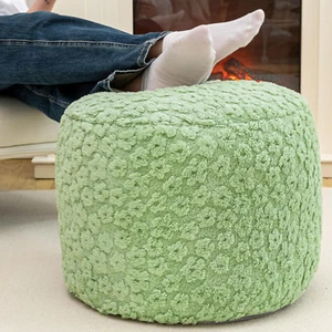 Ottoman Foot Rest Stuffed, round Boho Floor Poof Seating,Armchair Foot Stool, F - Picture 1 of 12