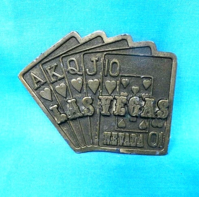 Las Vegas Nevada Cinturón Hebilla Jugador Escalera Real De Colección Años 70 Adezy Denver .BMW050 Foto 1 de 4