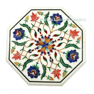 15" Marble Corner Table Top semi precious stones inlay Handmade Work Home Decor - Picture 1 of 1