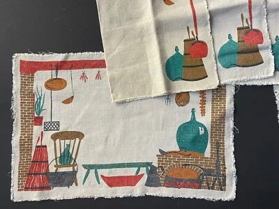 RARE RETRO Table 4 NAPKINS & PLACEMATS VINTAGE Robert Darr Wert By Hand MCM - Image 1 of 4