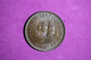 1957 South Africa Bronze Half Penny #M20245 - Picture 1 of 2