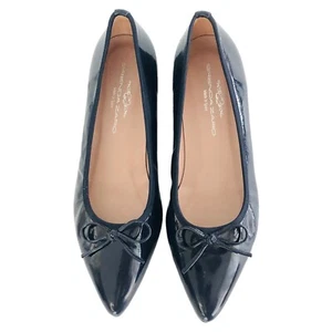Brenda Zaro Ballet Flats Size 38.5 Luna Pointed Toe Patent Leather Navy Shoes - Picture 1 of 20