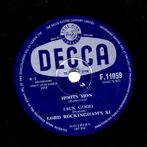 LORD ROCKINGHAMS XI 78 HOOTS MON / BLUE TRAIN UK #1 1958 DECCA F 11059 E- - Picture 1 of 1