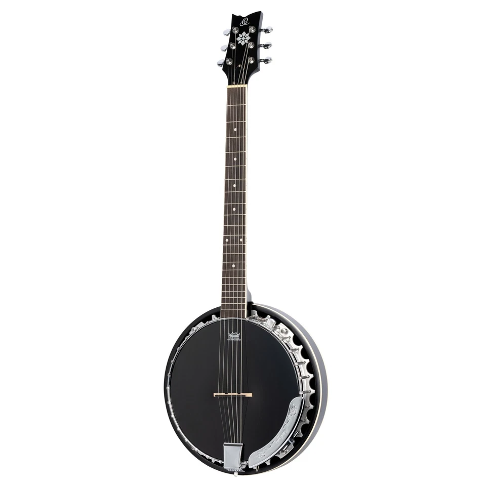 ORTEGA OBJE356-SBK-L Raven Serie Banjo 6 String Lefty - Mahogany Black Bag