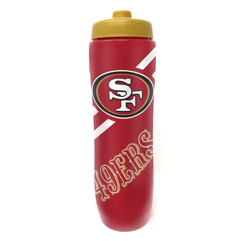 San Francisco 49ers 32oz Squeezy Water Bottle, NFL Licensed BPA Free Cover