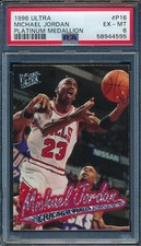 MICHAEL JORDAN 1996-97 FLEER ULTRA PLATINUM MEDALLION PSA 6 PARALLEL CARD #P16!