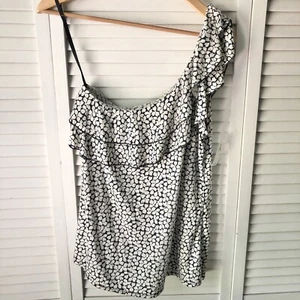NWT Old Navy One Shoulder Floral Print Ruffle Tank Top Size Large - Picture 1 of 5