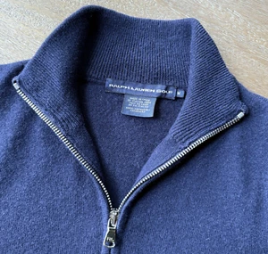Ralph Lauren Golf 100% Cashmere Navy Quarter-Zip Pullover Sweater Medium - Picture 1 of 14