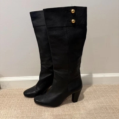 Kate Spade Mujer Negro Belinda Cuero Tacón Hasta la Rodilla Botas 8.5 M. Usadas en Excelente Condición Foto 1 de 4