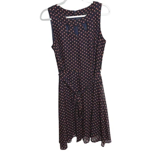 Vestido ILE New York Azul Marino Rojo Naranja Lunares Cuello Redondo Gasa Azul Talla 10 - Imagen 1 de 6