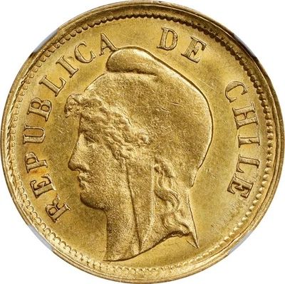Чили золото 10 песо 1895-So NGC MS-62 Сантьяго монетный двор. Блестящий новом состоянии! Редкий - Изображение 1 из 4