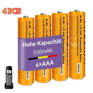 Rechargeable Battery 1.2 V 550 MAh NI-MH AAA x4 for Panasonic Cordless Phones - Picture 1 of 9