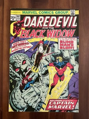 Daredevil #107 1974 VF Bronze Age Moondragon, Captain Marvel app, Thanos Cameo - Image 1 of 2