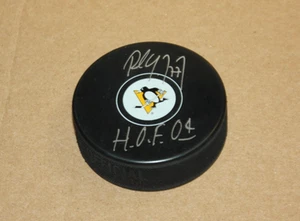 PITTSBURGH PENGUINS PAUL COFFEY Autographed SIGNED THROWBACK Puck HOF 2004 JSA - Picture 1 of 2