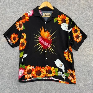 Pleasures Sacred Heart Shirt Adult Large Verona Beach Button Romeo Juliet Aloha - Picture 1 of 10