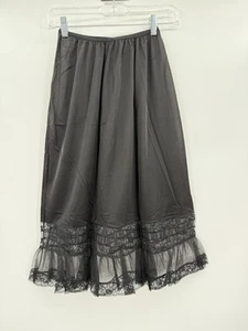 Vintage Black Lady Duff Nylon Half Slip 8” Pleated Extended Skirt Medium - Picture 1 of 12