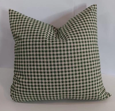 Pillow Cover Dark Green and Cream Gingham Check Choose Size 1/4" Checks Handmade - Image 1 of 4