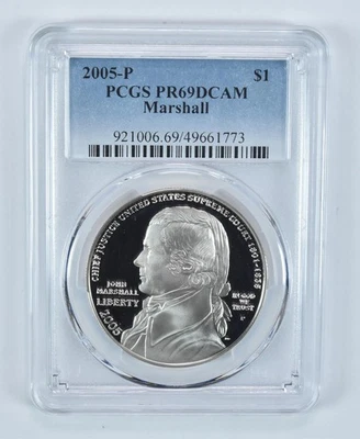 2005-P John Marshall Commemorative Dollar PR69 DCAM PCGS Blue Label *7330 - Image 1 of 4