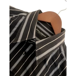 Vintage Y2K DOLCE & GABBANA Men's Button Down Dress Shirt Stripe Blue 17.5 44 XL - Picture 1 of 6