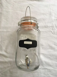 Heavy Duty Glass Beverage Dispenser W/ Clamp Lid Water Tea Sturdy Kitchen Party - Picture 1 of 5