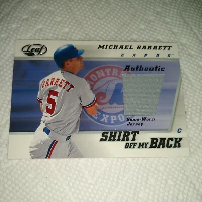 Michael Barrett 2002 Leaf SHIRT OFF MY BACK Game-Worn Jersey SBMB Montreal Expos - Image 1 of 2