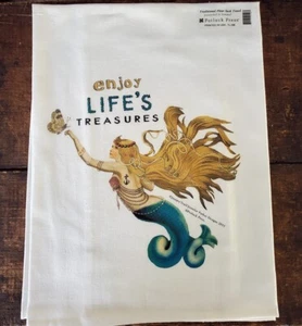 Flour Sack Towel Mermaid Pacific Northwest Art Coastal Decor Made in USA 30x30" - Picture 1 of 3