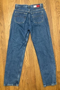 Tommy Hilfiger Jeans Mens 28x32 Flag Embroidered Baggy 90s Y2K Vintage USA - Picture 1 of 17