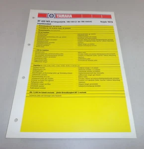 1978 Yamaha DT 400 MX Type 1R6 Inspection Sheet / Maintenance - Picture 1 of 1