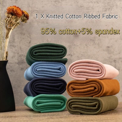 1X Knitted Cotton Ribbed Cuff Fabric Stretchy Jacket Collar Trim Sewing DIY Soft - Image 1 of 4