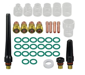 TIG Gas Lens Collet Body Pyrex Cup Kit DB SR WP17 18 26 TIG Welding Torch 39pcs - Picture 1 of 9