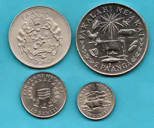 4 TONGA COINS, 10 SENITI TO 2 PA'ANGA. 1967 - 1975. HIGH GRADE, JOB LOT. - Picture 1 of 2