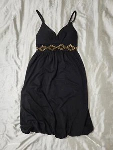NWT Derek Heart Black Gathered Hem Studded Waistline Sleeveless Dress Size Small - Picture 1 of 14