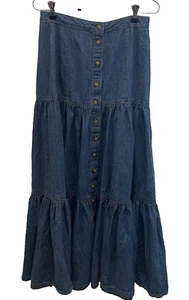 Lauren Ralph Lauren Lapronda Denim Stufen Knopfleiste Maxirock Western Gr. 2 - Bild 1 von 8