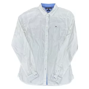 Tommy Hilfiger Shirt Button Down Long Sleeve Fitted White Womens Uk4 - Picture 1 of 8