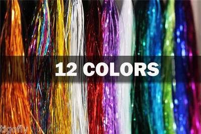 TIGOFLY 12 Colors 0.3mm Flashabou Tinsel Flat Mylar Crystal Flash Fly Tying Materials