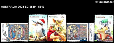 AUSTRALIA 2024 SC 5839-43 NAVIDAD 2024 MULTI 65¢(3), $3(2) MNH OG EN MUY BUEN ESTADO Foto 1 de 2