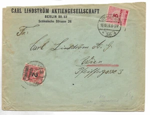 ALEMANIA BERLÍN A VIENA INFLACIÓN Cubierta 1923 con 2 Cidnerellas - Imagen 1 de 2