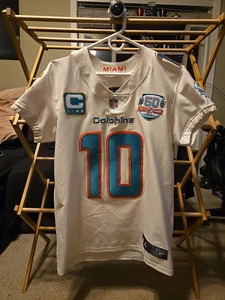 Tyreek Hill Miami Dolphins Nike Authentic Elite White Jersey sz 40 w/ Patches - Picture 1 of 8
