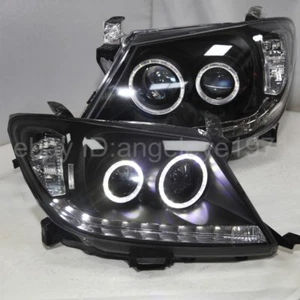 Black housing 2004-2010 year For HILUX VIGO LED Angel Eyes headlights lamps SN - Bild 1 von 12