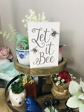 "Let it Bee" BEE Mini Sign Tiered Tray Spring Summer Home Kitchen Decor