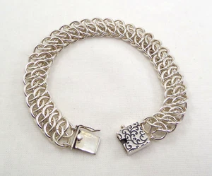 VTG Sterling Byzantine Bracelet Box Clasp 11mm Wide 7 -1/2” Long 33.2 Grams - Picture 1 of 13