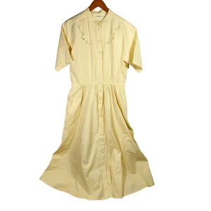 Vestido Camisa De Colección Años 90 Juntos Talla 14 Amarillo Pastel Maxi Plisado Cottage Prairie - Imagen 1 de 5