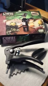 CORK BUTLER BOTTLE OPENER WITH FOIL CUTTER AND ADDITIONAL SPIRAL NEEDLE - Picture 1 of 7
