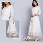 New Good Looking White Rayon Gota Lace Designer Dress Top Bottom Plazo Kurta Set