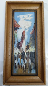 Vintage Rare Old Picture Art Hand Painted  Painting Decoration Home  12" X  6" - Picture 1 of 4