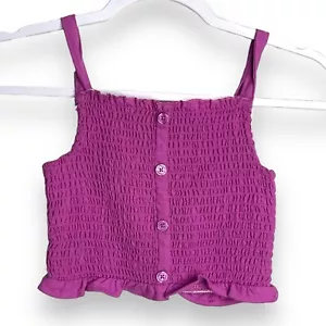 Wonder Nation Spaghetti Strap Crop Top Girls 5T Purple Smocked Summer Casual EUC - Picture 1 of 7