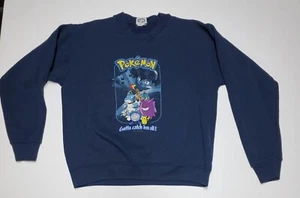 Vintage 1999 Nintendo Pokémon Youth Sweatshirt 18x20 Damaged Tag Navy Blue - Bild 1 von 8