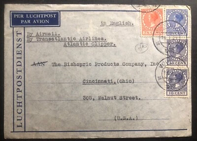1940 Voorburg Netherlands Airmail Cover To Cincinnati OH USA Via Lisbon Portugal - Image 1 of 2